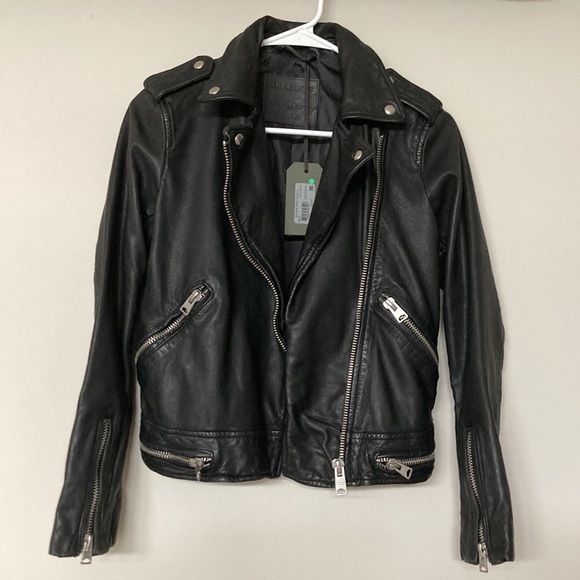 NWT AllSaints Biker Leather Jacket - Picture 1 of 8